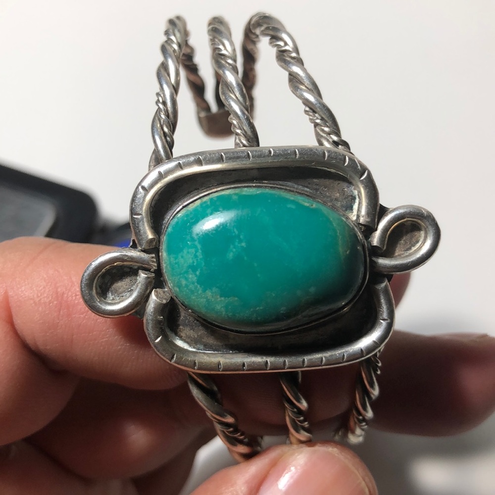 Native Sterling Silver Cuff Bangle - image 8